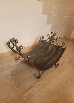 Комплект к камину - кованая дровница + каминные инструменты, бронза 4