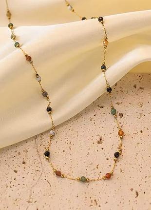 Ланцюжок нержавіюча сталь stainless steel натуральне каміння