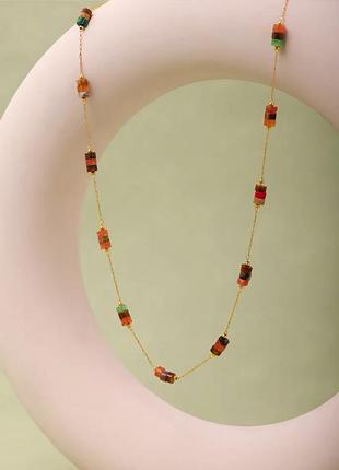 Ланцюжок нержавіюча сталь stainless steel натуральне каміння