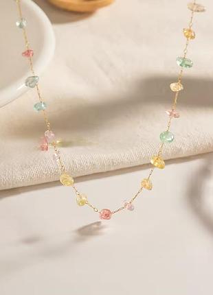 Ланцюжок нержавіюча сталь stainless steel кольорові прозорі камінці