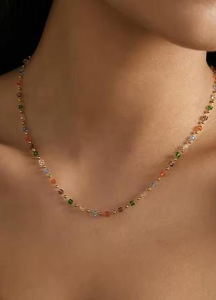 Ланцюжок нержавіюча сталь stainless steel кольорові прозорі намистинки