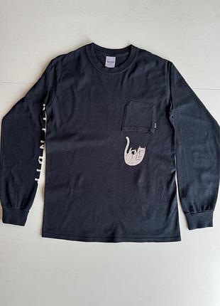 Фирменный лонгслив, футболка с рукавами ripndip, оригинал, размер s, хлопок 100%