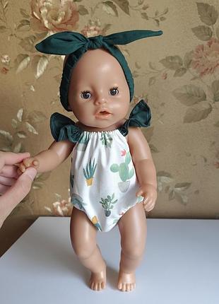 Боди + повязка одежда для куклы пупса беби борн 43 см