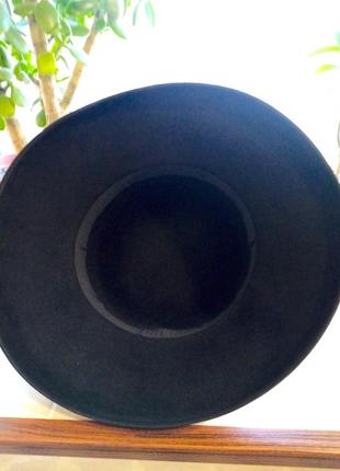 Шляпа фетровая шляпка с цветком и лентами черная шерстяная4 фото