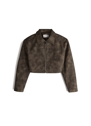 Вкорочена куртка косуха коричнева, бомбер
