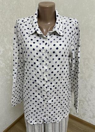 Цікава лляна сорочка в крапинку  100% льон