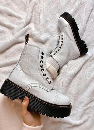 Зимние женские ботинки на меху dr. martens sinclair white белые (др. мартинс, черевики)