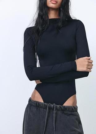 Стильное хлопковое боди черное базовое primark