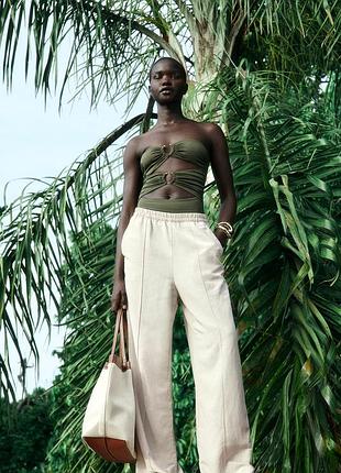 Новые натуральные широкие брюки, брюки, штаны палаццо h&amp;m, лен + вискоза + хлопок. новая коллекция!