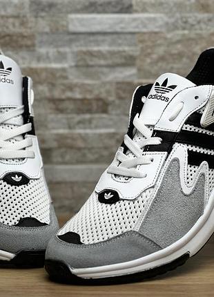 Кроссовки мужские adidas victory grey-white нубук-сетка