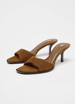 Мюлі жіночі коричневі zara new