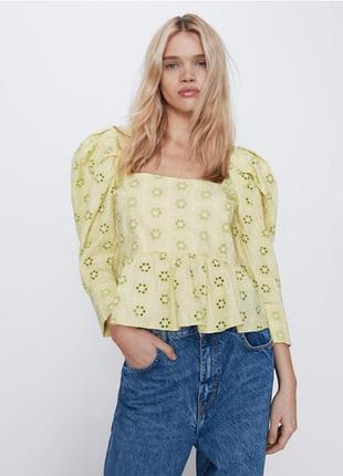 Котонова блузка zara м зара