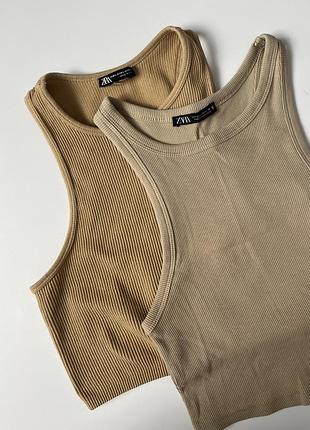 Летний топ в рубчик zara, женская майка зара, футболка zara