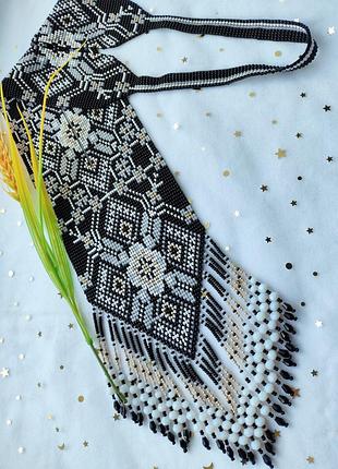 Гердан з чеського бісеру чорний