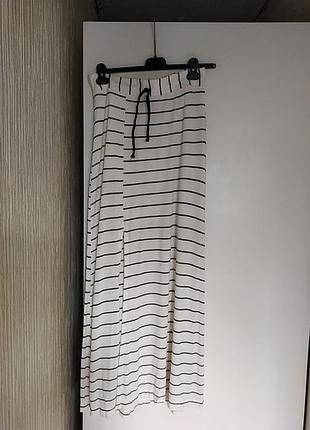 Юбка прямая белая в полоску