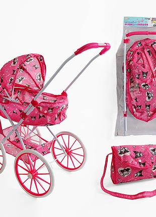 Візок для ляльок "tk group", складна конструкція, пупс до 45 см, сумочка, кошик, металевий каркас, в пакеті