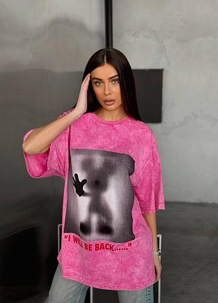 Футболка с рисунком, эффектная футболка на лето, оверсайз футболка, 5054