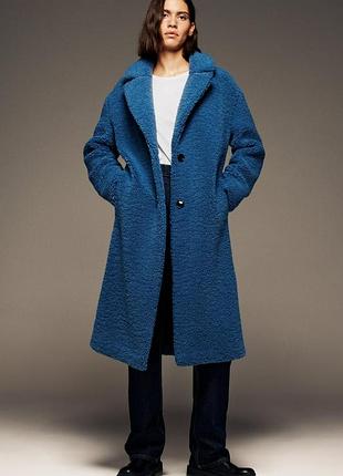 Тедді шуба zara розміру s синього кольору