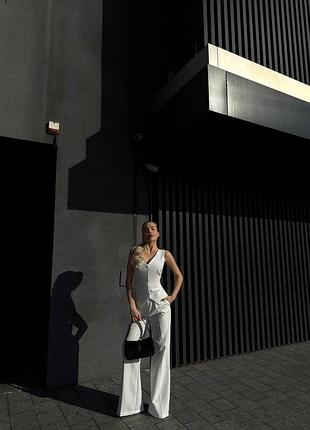 Трендовий костюм двійка, костюм двійка (брюки+желетка), світлий костюм на літо, 5433