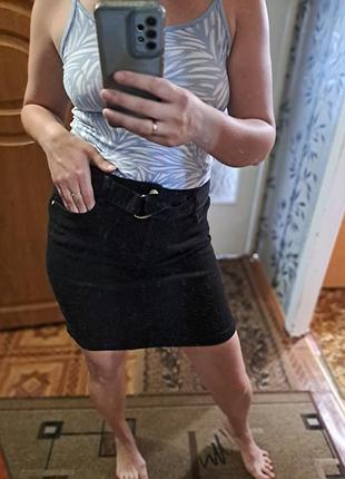 Джинсовая юбка с поясом