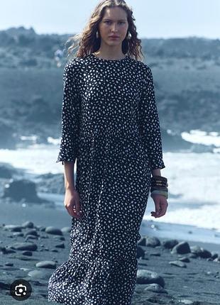 Платье с вискозы в горохи от zara