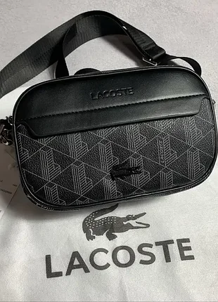 Сумка lacoste monogram reporter bag black/gray