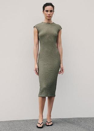Сукня міді з фактурної тканини zara - s, m, l