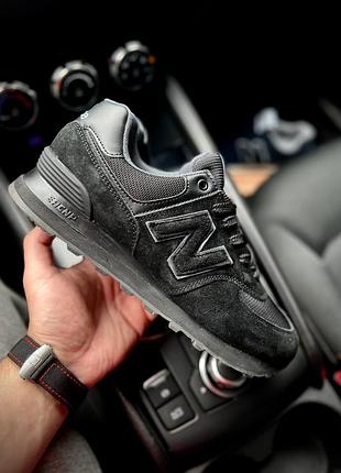 Мужские замшевые кроссовки new balance 574 черные