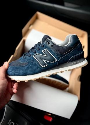 Мужские замшевые кроссовки new balance 574 синие