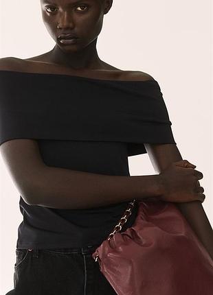 Короткий,черный приталенный топ на одно плечо h&m - xs