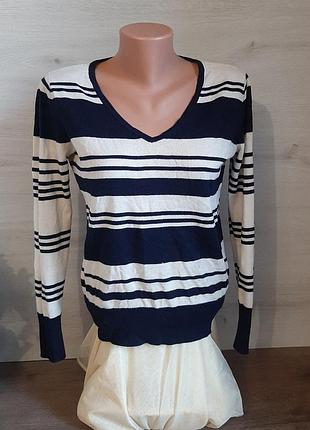 Гарний джемпер светр кофта кофточка гольф декольте у смужку в'язана реглан лонгслів