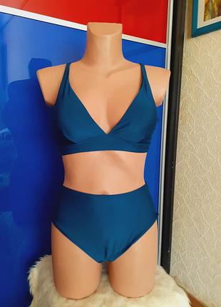 Синий купальник треугольники 70b 70c высокие плавки
