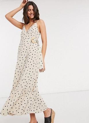 Легка літня сукня в горох від asos із ніжною кремовою основою
