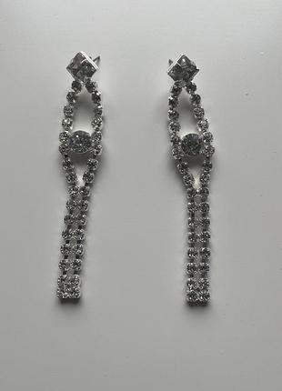 Сережки підвіски з кристалами swarovski.