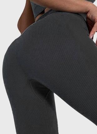 Лосини стягуючі  тугі в рубчик чорні моделюючі h&m move m