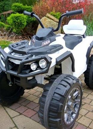 Детский квадроцикл m 3156eblr-1 два мотора 45w, 1 аккумулятор, до 6 км/ч, до 30кг, кожаное сидение, белый