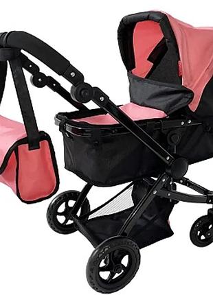 Кукольная коляска-трансформер для кукол 2в1 персиковая carrello maestro (9651b)