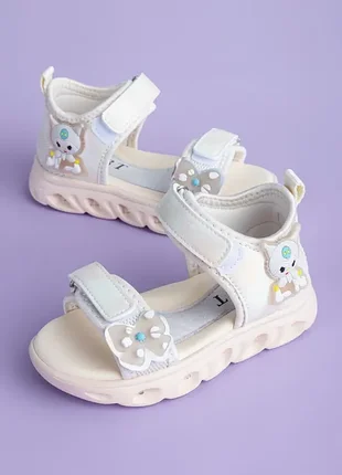Босоножки для девочек l605-2-2 белые молочные закрытая пятка
