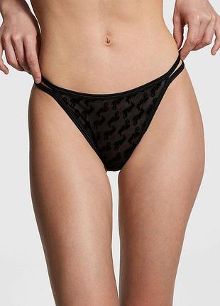 Трусики черные прозрачные стринги оригинал victoria’s secret pink