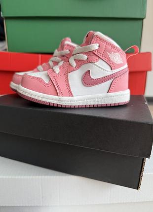 Nike air jordan 1 mid valentine’s day coral pink white toddler baby girl кросівки дитячі оригінал