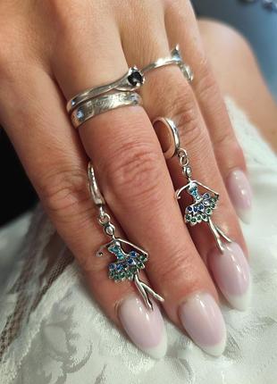 Сережки балеринки серебряные