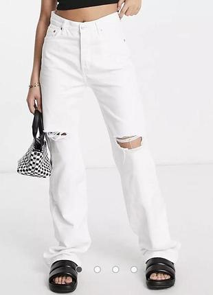 Джинси білі wide leg kaia джинсы с дырками джинси літні