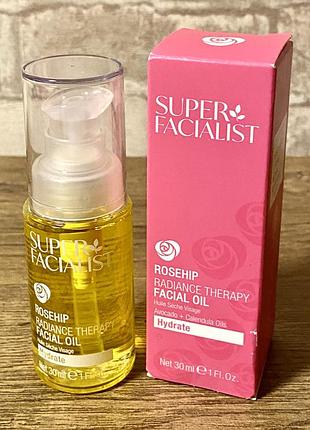 Оригінал! нова поживна зволожуюча олія для обличчя super facialist rosehip hydrate, 30 мл, англія