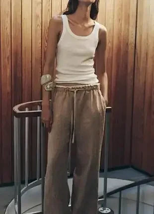 Штани zara zw collection зі 100%-го льону