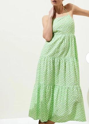 Ярусное платье миди с открытой спиной, хлопковое платье миди с открытой спиной