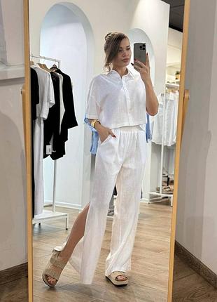 Льняной костюм (рубашка + брюки)