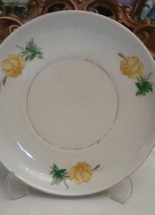 Антикварное блюдце ручная роспись фарфор ссср барановка 1940 годов