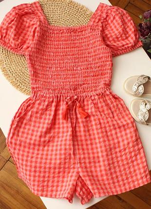 Стильный хлопковый ромпер в клетку matalan 11 лет