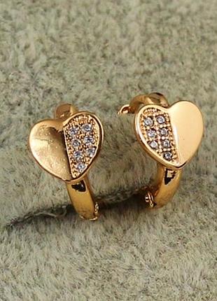 Серьги детские xuping jewelry половинка сердца 1,1 см золотистые