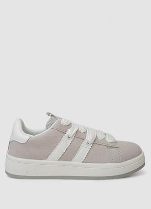 Кроссовки женские замша, цвет серо-белый